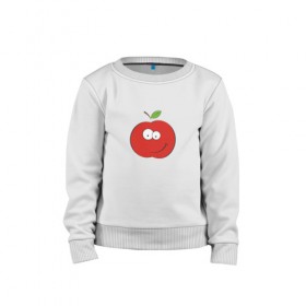 Детский свитшот хлопок с принтом Smile apple в Кировске, 100% хлопок | круглый вырез горловины, эластичные манжеты, пояс и воротник | apple | smile apple | улыбка | яблоко