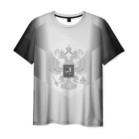 Мужская футболка 3D с принтом RUSSIA - Black Collection в Кировске, 100% полиэфир | прямой крой, круглый вырез горловины, длина до линии бедер | russia | герб | двуглавый орел | россия | триколор