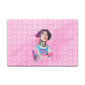 Пазл магнитный 126 элементов с принтом Lil Pink в Кировске, полимерный материал с магнитным слоем | 126 деталей, размер изделия —  180*270 мм | Тематика изображения на принте: lil peep | rap | густав ор | лил пип | рэп