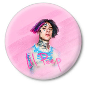 Значок с принтом Lil Pink в Кировске,  металл | круглая форма, металлическая застежка в виде булавки | lil peep | rap | густав ор | лил пип | рэп
