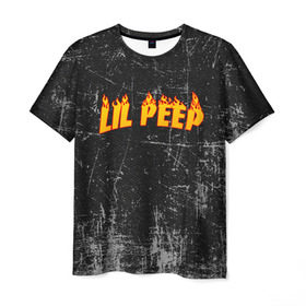 Мужская футболка 3D с принтом Lil Fire Peep в Кировске, 100% полиэфир | прямой крой, круглый вырез горловины, длина до линии бедер | lil peep | rap | густав ор | лил пип | рэп