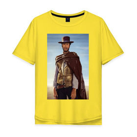 Мужская футболка хлопок Oversize с принтом Clint Eastwood в Кировске, 100% хлопок | свободный крой, круглый ворот, “спинка” длиннее передней части | дикий запад | клинт иствуд | ковбой | техас