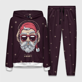 Женский костюм 3D (с толстовкой) с принтом Who was a bad boy в Кировске,  |  | bad | beard | boy | christmas | hipster | new year | santa | борода | дед мороз | новый год | рождество | санта | хипстер