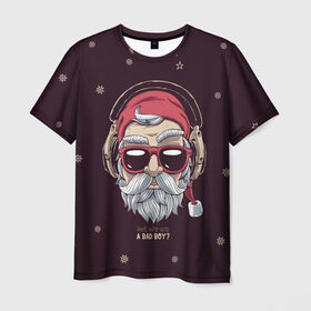 Мужская футболка 3D с принтом Who was a bad boy? в Кировске, 100% полиэфир | прямой крой, круглый вырез горловины, длина до линии бедер | bad | beard | boy | christmas | hipster | new year | santa | борода | дед мороз | новый год | рождество | санта | хипстер