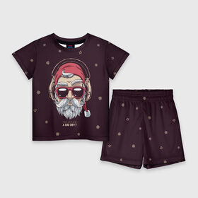 Детский костюм с шортами 3D с принтом Who was a bad boy в Кировске,  |  | Тематика изображения на принте: bad | beard | boy | christmas | hipster | new year | santa | борода | дед мороз | новый год | рождество | санта | хипстер