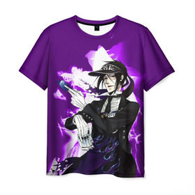 Мужская футболка 3D с принтом Темный дворецкий в Кировске, 100% полиэфир | прямой крой, круглый вырез горловины, длина до линии бедер | anime | black butler | manga | аниме | демон | манга | сиэль фантомхайв | яна тобосо