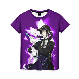 Женская футболка 3D с принтом Темный дворецкий в Кировске, 100% полиэфир ( синтетическое хлопкоподобное полотно) | прямой крой, круглый вырез горловины, длина до линии бедер | anime | black butler | manga | аниме | демон | манга | сиэль фантомхайв | яна тобосо