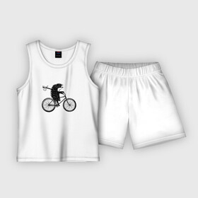 Детская пижама с шортами хлопок с принтом Ежик на велосипеде в Кировске,  |  | велосипед | ежик