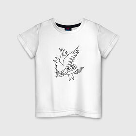 Детская футболка хлопок с принтом LIL PEEP. Cry Baby в Кировске, 100% хлопок | круглый вырез горловины, полуприлегающий силуэт, длина до линии бедер | band | bird | cry baby | emo | lil peep | logo | music | musician | rap | swag | whiner | группа | леттеринг | логотип | музыка | музыкант | нытик | птица | рэп | сваг | шрифт | эмо