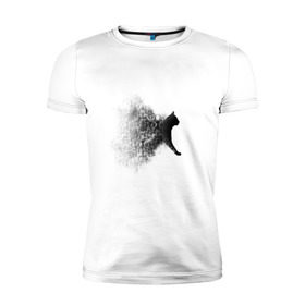 Мужская футболка премиум с принтом Черный кот в Кировске, 92% хлопок, 8% лайкра | приталенный силуэт, круглый вырез ворота, длина до линии бедра, короткий рукав | 