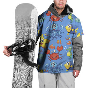 Накидка на куртку 3D с принтом Морское приключения в Кировске, 100% полиэстер |  | конек | краб | рак | рыба