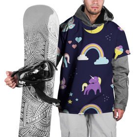 Накидка на куртку 3D с принтом Ночные сны в Кировске, 100% полиэстер |  | волшебство | единорог | лошадь | подарок | праздник | рога | сказка | яркие