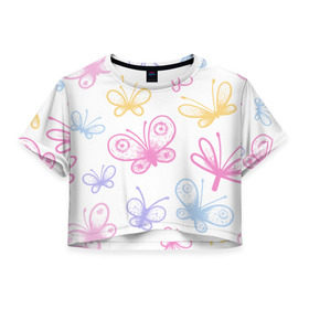 Женская футболка 3D укороченная с принтом Это чудо природы в Кировске, 100% полиэстер | круглая горловина, длина футболки до линии талии, рукава с отворотами | бабочки | волшебство | крылья | насекомое | полет | природа | сказка | цветное | яркое