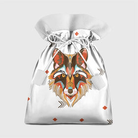 Подарочный 3D мешок с принтом Этнический лис в Кировске, 100% полиэстер | Размер: 29*39 см | Тематика изображения на принте: дикая | дикий | лес | лис | лиса | луна | ночь | собака | тьма