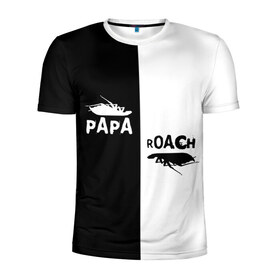 Мужская футболка 3D спортивная с принтом Papa Roach в Кировске, 100% полиэстер с улучшенными характеристиками | приталенный силуэт, круглая горловина, широкие плечи, сужается к линии бедра | Тематика изображения на принте: papa roach | roach | папа роач | папароач | папароч | роач | роч