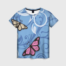 Женская футболка 3D с принтом Чудо природы в Кировске, 100% полиэфир ( синтетическое хлопкоподобное полотно) | прямой крой, круглый вырез горловины, длина до линии бедер | бабочки | волшебство | крылья | насекомое | полет | природа | сказка | цветное | яркое