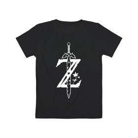 Детская футболка хлопок с принтом Z в Кировске, 100% хлопок | круглый вырез горловины, полуприлегающий силуэт, длина до линии бедер | legend of zelda | link | зельда | линк