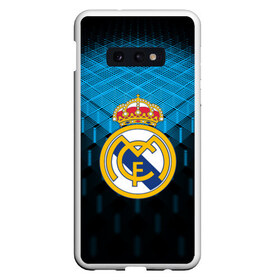 Чехол для Samsung S10E с принтом Real Madrid 2018 Original в Кировске, Силикон | Область печати: задняя сторона чехла, без боковых панелей | Тематика изображения на принте: emirates | fc | real madrid | геометрия | реал мадрид | футбольный клуб | эмблема