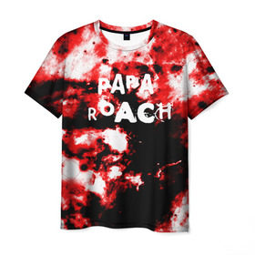 Мужская футболка 3D с принтом PAPA ROACH BLOOD ROCK STYLE в Кировске, 100% полиэфир | прямой крой, круглый вырез горловины, длина до линии бедер | papa roach | roach | папа роач | папароач | папароч | роач | роч