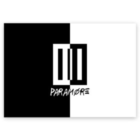 Поздравительная открытка с принтом Paramore в Кировске, 100% бумага | плотность бумаги 280 г/м2, матовая, на обратной стороне линовка и место для марки
 | paramore | альтернативный | группа | джош фарро | зак фарро | панк | панкрок | пара море | парамор | парамора | параморе | парморе | поп | поппанк | попрок | рок | тейлор йорк | хейли уильямс