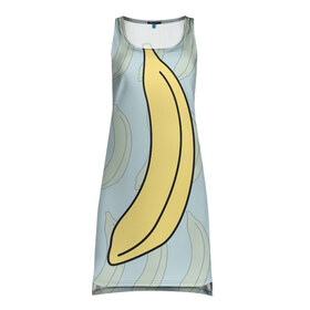 Платье-майка 3D с принтом банан в Кировске, 100% полиэстер | полуприлегающий силуэт, широкие бретели, круглый вырез горловины, удлиненный подол сзади. | banana | банан