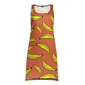 Платье-майка 3D с принтом банан в Кировске, 100% полиэстер | полуприлегающий силуэт, широкие бретели, круглый вырез горловины, удлиненный подол сзади. | banan | банан