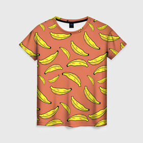 Женская футболка 3D с принтом банан в Кировске, 100% полиэфир ( синтетическое хлопкоподобное полотно) | прямой крой, круглый вырез горловины, длина до линии бедер | banan | банан