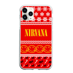 Чехол для iPhone 11 Pro Max матовый с принтом Праздничный Nirvana в Кировске, Силикон |  | cobain | kurt | nirvana | альтернативный | гранж | группа | дональд | знак | кобейн | красный | курт | музыка | музыкант | надпись | нервана | нирвана | новогодний | новоселич | новый год | певец | праздник