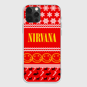 Чехол для iPhone 12 Pro Max с принтом Праздничный Nirvana в Кировске, Силикон |  | cobain | kurt | nirvana | альтернативный | гранж | группа | дональд | знак | кобейн | красный | курт | музыка | музыкант | надпись | нервана | нирвана | новогодний | новоселич | новый год | певец | праздник