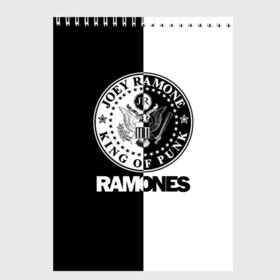 Скетчбук с принтом Ramones в Кировске, 100% бумага
 | 48 листов, плотность листов — 100 г/м2, плотность картонной обложки — 250 г/м2. Листы скреплены сверху удобной пружинной спиралью | Тематика изображения на принте: ramone | ramones | группа | джонни | джоуи | ди ди томми | марки | панк | поп | раманес | раманэс | рамон | рамонес | рамонэс | рамоун | рамоунз | рамоунс | рок | хард | хардрок