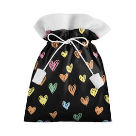 Подарочный 3D мешок с принтом Разноцветные сердечки в Кировске, 100% полиэстер | Размер: 29*39 см | 14 | love | валентин | губы | день | любовь | подарок | поцелуй | сердце | страсть | февраль
