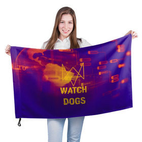 Флаг 3D с принтом WATCH DOGS NEON WORLD в Кировске, 100% полиэстер | плотность ткани — 95 г/м2, размер — 67 х 109 см. Принт наносится с одной стороны | wath dogs 2 | хакер