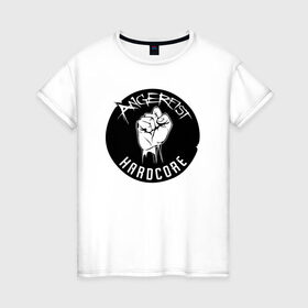 Женская футболка хлопок с принтом Angerfist Hardcore в Кировске, 100% хлопок | прямой крой, круглый вырез горловины, длина до линии бедер, слегка спущенное плечо | angerfist | hardcore