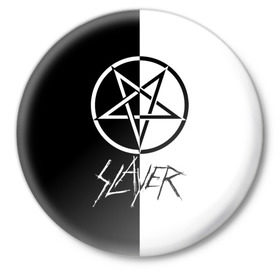 Значок с принтом Slayer в Кировске,  металл | круглая форма, металлическая застежка в виде булавки | Тематика изображения на принте: slayer | группа | гэри холт | керри кинг | метал | музыка | пентаграмма | песни | пол бостаф | рок | слаер | слайер | слеар | слеер | слейр | слеяр | том арайа | трэш | тяжелый | хеви