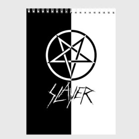 Скетчбук с принтом Slayer в Кировске, 100% бумага
 | 48 листов, плотность листов — 100 г/м2, плотность картонной обложки — 250 г/м2. Листы скреплены сверху удобной пружинной спиралью | slayer | группа | гэри холт | керри кинг | метал | музыка | пентаграмма | песни | пол бостаф | рок | слаер | слайер | слеар | слеер | слейр | слеяр | том арайа | трэш | тяжелый | хеви