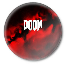 Значок с принтом DOOM RED PLANET в Кировске,  металл | круглая форма, металлическая застежка в виде булавки | art | doom | game | возвращение | дум | игра | легенда | шутер