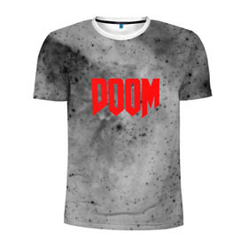 Мужская футболка 3D спортивная с принтом DOOM GRAY SPACE в Кировске, 100% полиэстер с улучшенными характеристиками | приталенный силуэт, круглая горловина, широкие плечи, сужается к линии бедра | Тематика изображения на принте: art | doom | game | возвращение | дум | игра | легенда | шутер