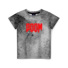 Детская футболка 3D с принтом DOOM GRAY SPACE в Кировске, 100% гипоаллергенный полиэфир | прямой крой, круглый вырез горловины, длина до линии бедер, чуть спущенное плечо, ткань немного тянется | art | doom | game | возвращение | дум | игра | легенда | шутер