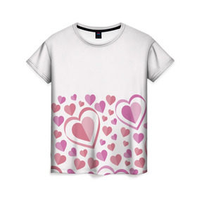 Женская футболка 3D с принтом Нежность и страсть в Кировске, 100% полиэфир ( синтетическое хлопкоподобное полотно) | прямой крой, круглый вырез горловины, длина до линии бедер | 14 | love | валентин | губы | день | любовь | подарок | поцелуй | сердце | страсть | февраль