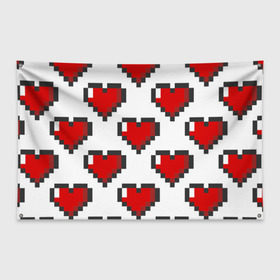 Флаг-баннер с принтом Пиксельные сердечки в Кировске, 100% полиэстер | размер 67 х 109 см, плотность ткани — 95 г/м2; по краям флага есть четыре люверса для крепления | 14 | love | валентин | губы | день | любовь | подарок | поцелуй | сердце | страсть | февраль