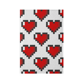 Обложка для паспорта матовая кожа с принтом Пиксельные сердечки в Кировске, натуральная матовая кожа | размер 19,3 х 13,7 см; прозрачные пластиковые крепления | 14 | love | валентин | губы | день | любовь | подарок | поцелуй | сердце | страсть | февраль