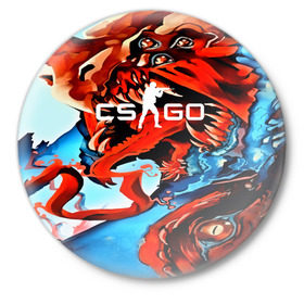 Значок с принтом CS GO Hyper Beast в Кировске,  металл | круглая форма, металлическая застежка в виде булавки | awp | counter strike | game | skin | авп | игры | прикольные | скин