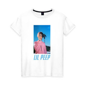 Женская футболка хлопок с принтом Лил Пип в Кировске, 100% хлопок | прямой крой, круглый вырез горловины, длина до линии бедер, слегка спущенное плечо | lil peep | rap | густав ор | лил пип | рэп