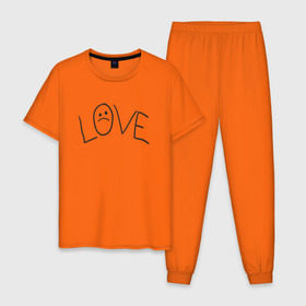 Мужская пижама хлопок с принтом Lil Love Tattoo в Кировске, 100% хлопок | брюки и футболка прямого кроя, без карманов, на брюках мягкая резинка на поясе и по низу штанин
 | lil peep | rap | густав ор | лил пип | рэп