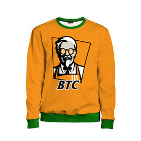 Детский свитшот 3D с принтом BITCOIN в стиле KFC в Кировске, 100% полиэстер | свободная посадка, прямой крой, мягкая тканевая резинка на рукавах и понизу свитшота | Тематика изображения на принте: bitcoin | btc | crypto | kfc | биткоин | валюта | деньги | криптовалюта | цифровое золото