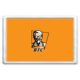 Магнит 45*70 с принтом BITCOIN в стиле KFC в Кировске, Пластик | Размер: 78*52 мм; Размер печати: 70*45 | bitcoin | btc | crypto | kfc | биткоин | валюта | деньги | криптовалюта | цифровое золото