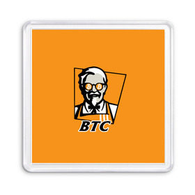 Магнит 55*55 с принтом BITCOIN в стиле KFC в Кировске, Пластик | Размер: 65*65 мм; Размер печати: 55*55 мм | bitcoin | btc | crypto | kfc | биткоин | валюта | деньги | криптовалюта | цифровое золото