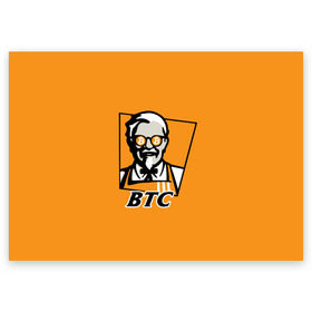 Поздравительная открытка с принтом BITCOIN в стиле KFC в Кировске, 100% бумага | плотность бумаги 280 г/м2, матовая, на обратной стороне линовка и место для марки
 | Тематика изображения на принте: bitcoin | btc | crypto | kfc | биткоин | валюта | деньги | криптовалюта | цифровое золото