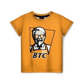 Детская футболка 3D с принтом BITCOIN в стиле KFC в Кировске, 100% гипоаллергенный полиэфир | прямой крой, круглый вырез горловины, длина до линии бедер, чуть спущенное плечо, ткань немного тянется | bitcoin | btc | crypto | kfc | биткоин | валюта | деньги | криптовалюта | цифровое золото