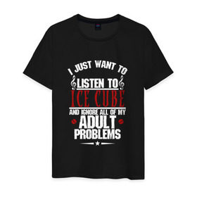 Мужская футболка хлопок с принтом Я хочу слушать Ice Cube в Кировске, 100% хлопок | прямой крой, круглый вырез горловины, длина до линии бедер, слегка спущенное плечо. | Тематика изображения на принте: 